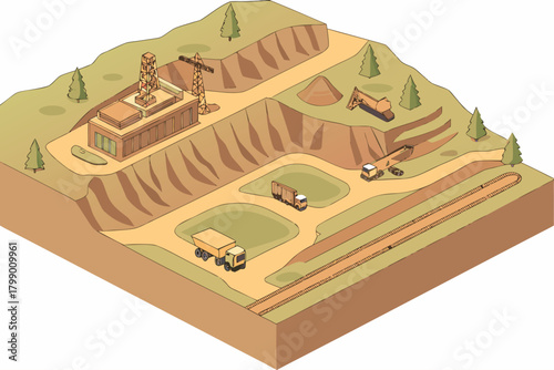 Aerial view of large-scale industrial mining site, ideal for energy, extraction, or industrial-themed promotions