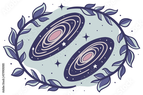 A wreath formed by swirling galaxies and stardust.