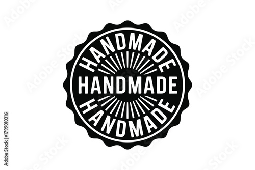 Vintage handmade stamp with radial sunburst design