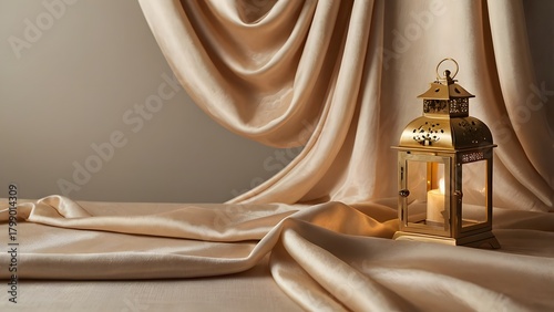 Ramadan Lantern on Smooth Satin Fabric