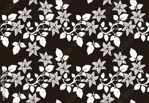 Black and white floral motif Batik indonesia