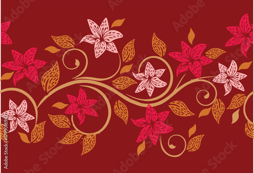 Full colour  floral motif Batik indonesia