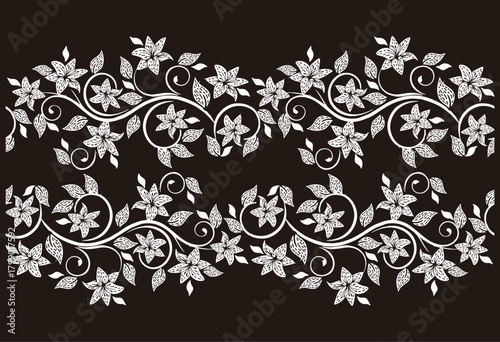 Black and white floral motif Batik indonesia