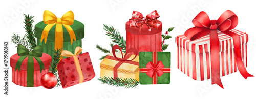 Vector illustration of festive gift boxes