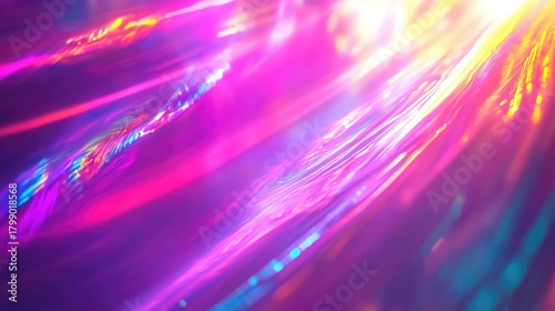 Abstract light refraction creating vibrant neon spectrum background
