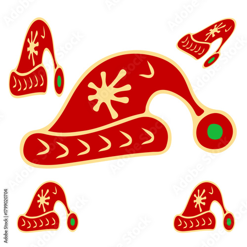 merry christmass, christmass characters for decoration of xmas holidays, collection of christmas icons, happy new year. Vector illustration