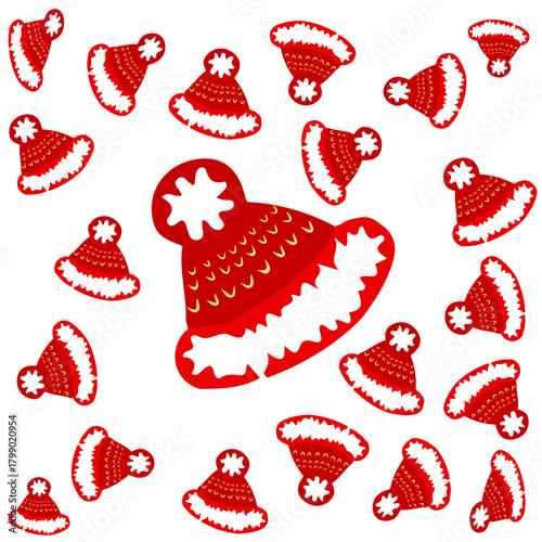 merry christmass, christmass characters for decoration of xmas holidays, collection of christmas icons, happy new year. Vector illustration