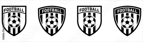 Dynamic football club crests with bold black and white design for sporting team branding, ideal for competitive spirit and athletic achievement.