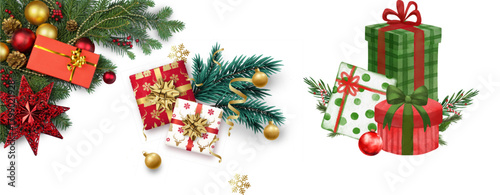 Vector illustration of festive gift boxes