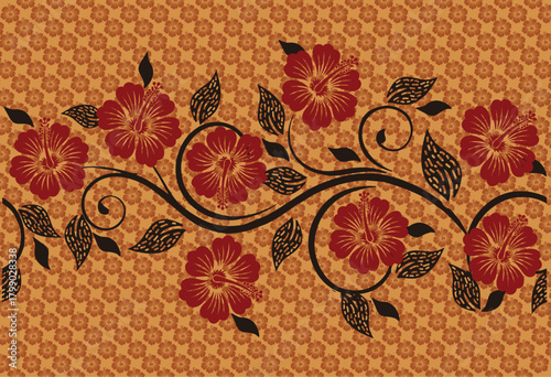 Full colour  floral motif Batik indonesia