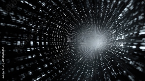 Fototapeta Naklejka Na Ścianę i Meble -  Digital data flowing through abstract light speed tunnel