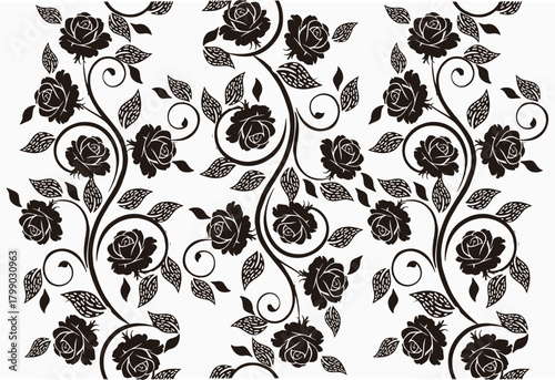 Black and white floral motif Batik indonesia