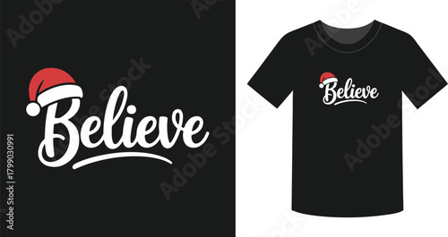 Believe design on a black t shirt mockup