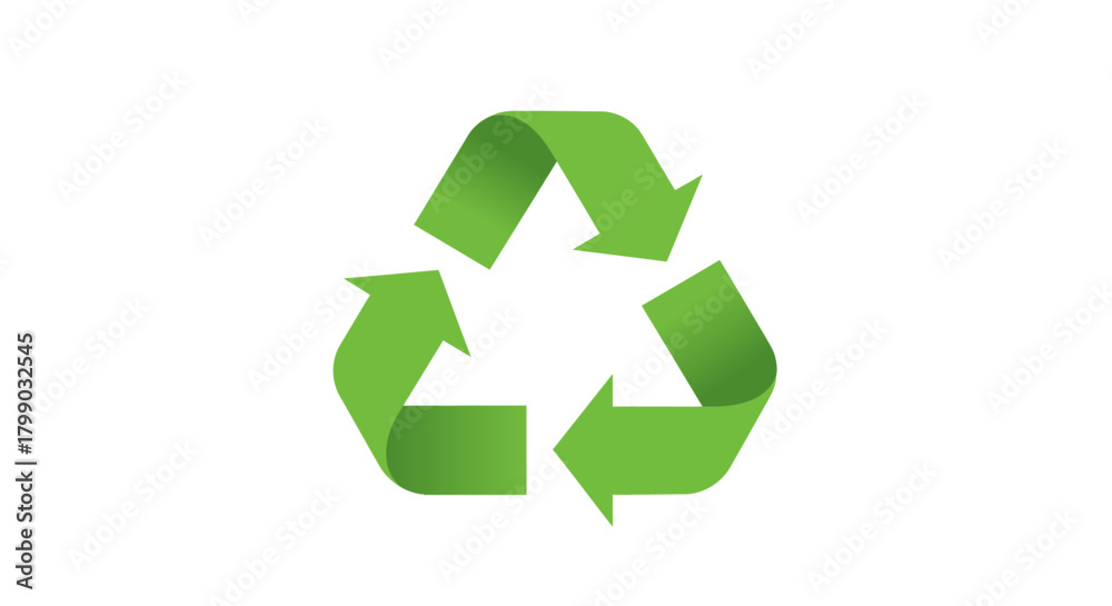 Fototapeta premium Green Recycling Symbol Isolated on White Environmental Conservation Concept american football