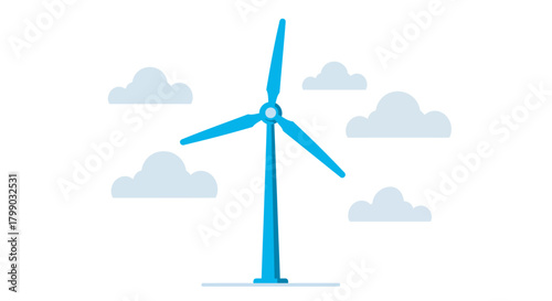 Clean Energy Wind Turbine Generating Power with Clouds Eco Friendly Concept american football