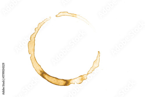 Brown coffee cup stain ring mark on transparent background, ideal for adding a realistic touch to designs
