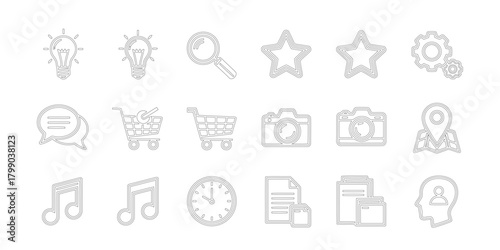 UI Function Icons Set – Minimalist Gray Symbols