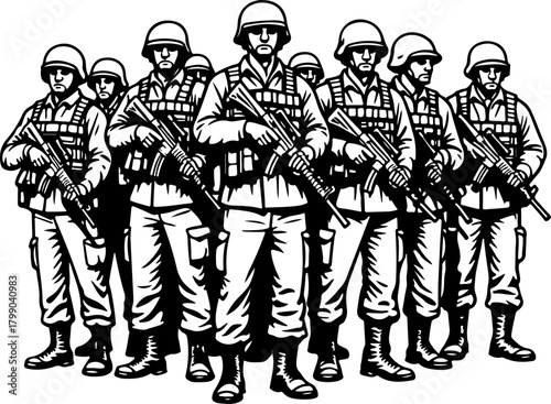 Soldier Army Squad Illustration