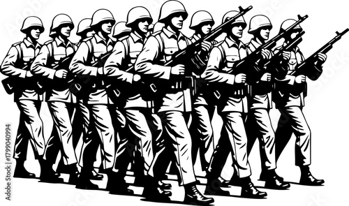 Soldier Army Squad Illustration