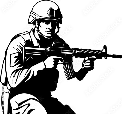 Soldier Army Squad Illustration