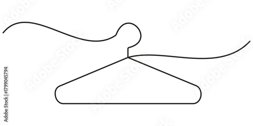 Clothes Hanger Continuous Line Icon, hanger icon continuous line drawing.one line drawing of clothes hanger. minimalist line isolated transparent background,