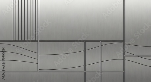 Metallic geometric composition with subtle wave and linear motifs