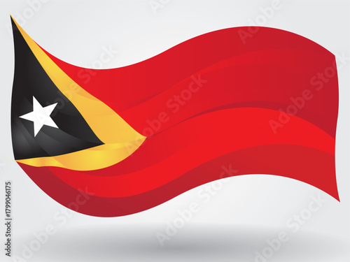 Illustration design of the Timor Leste flag wavy with red, orange and black colors.