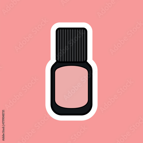 Pink nail polish bottle sticker illustration