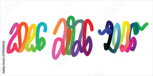 Colorful handwritten numbers 2025 in a playful and vibrant artistic style