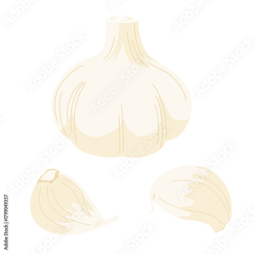 にんにく丸ごとと一片のにんにくが2個