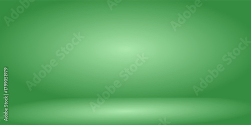 green background abstract with Gradient in empty room studio, green empty room studio gradient used for background, green background studio with shine use for product shooting. vector dynamic room