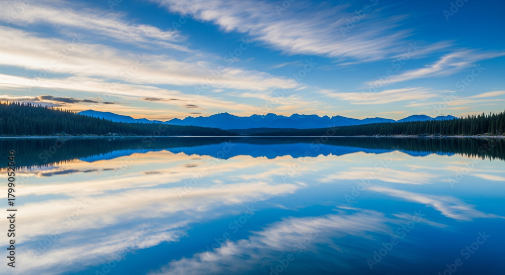 Fototapeta premium winter landscape with lake