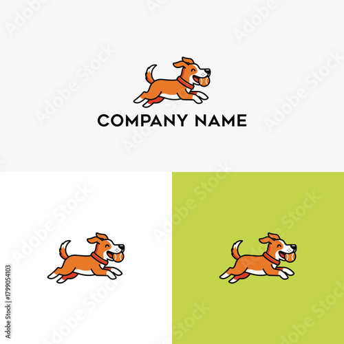 Playful Dog Logo Design Energetic Canine Mascot for Pet-Friendly Businesses
