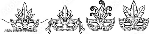 carnival mask on black, masquerade mask on black, Vector Illustration. mardi gras carnival mask.