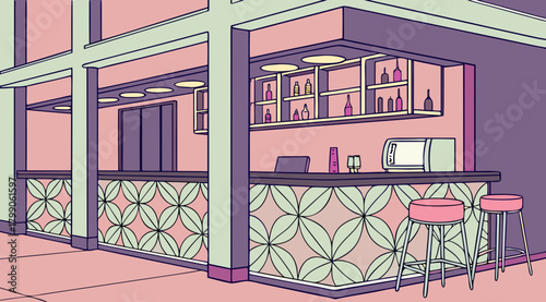 A stylish modern bar interior design illustration