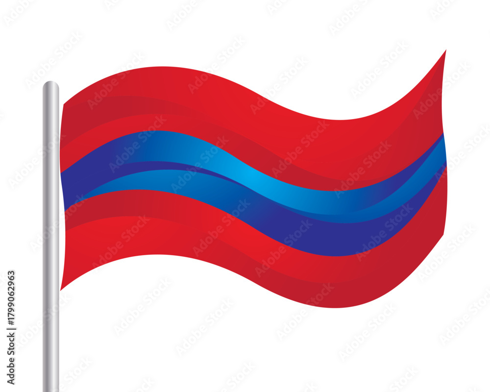Fototapeta premium Illustration of a red and blue flag waving