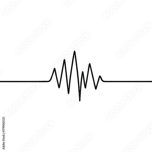 Minimal Seismograph Earthquake Wave Line Illustration symbolizing earthquake activity, vibration measurement, geological monitoring, and seismograph signals