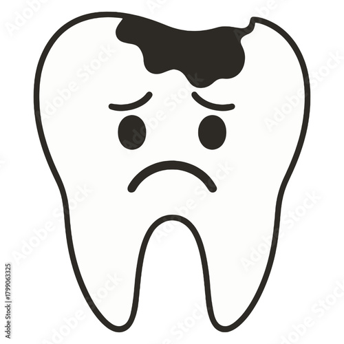 Sad Decayed Tooth Dental Cavity Illustration 