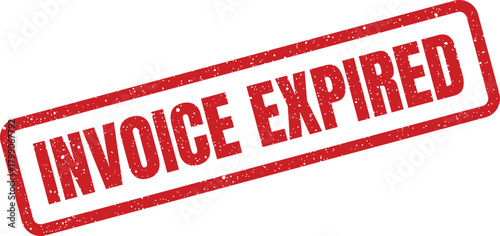 A distressed rectangular red rubber stamp impression with the bold text INVOICE EXPIRED for overdue payment alerts
