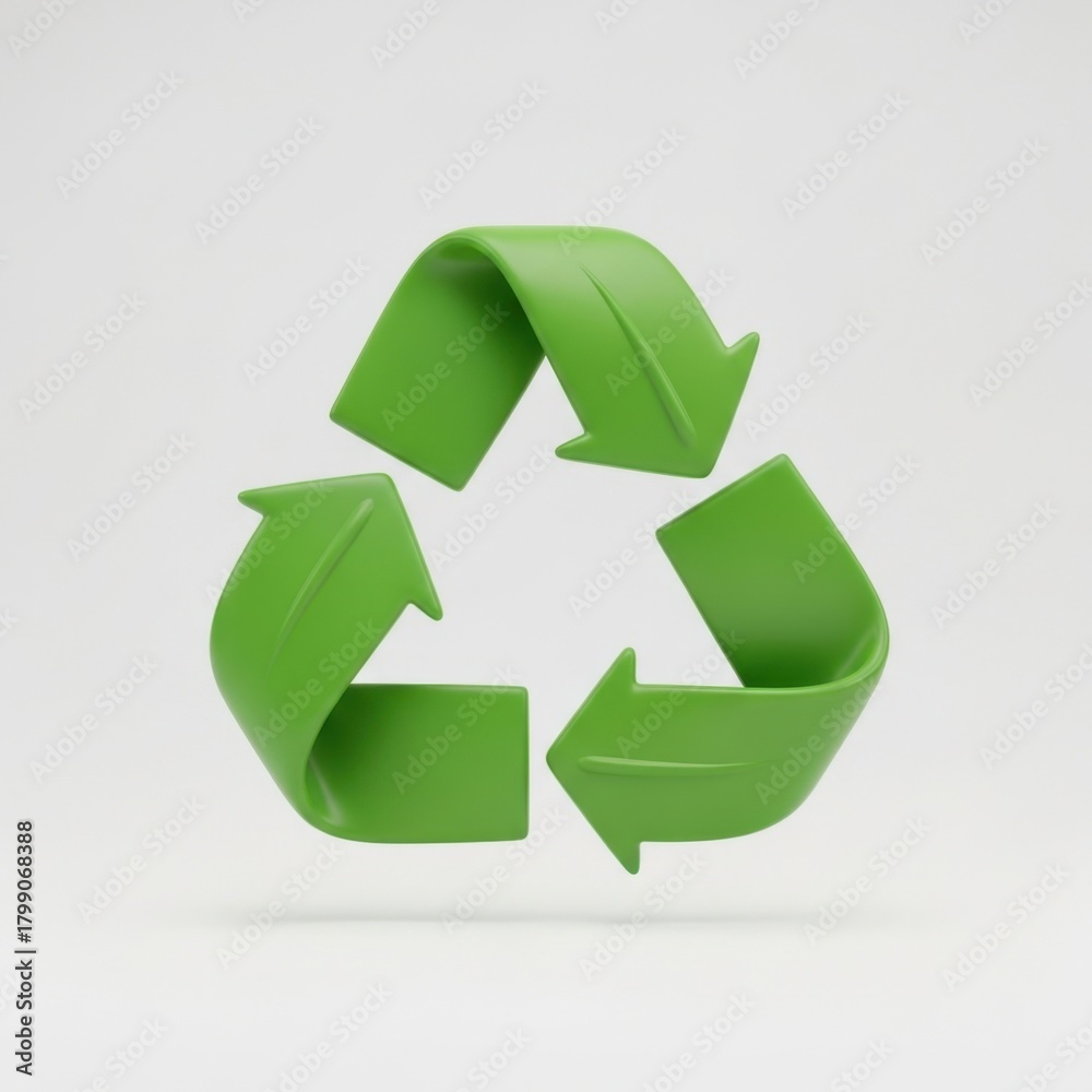 Obraz premium Green recycling symbol, isolated on white. Concept for environmental protection.