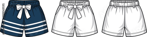 Drawstring Shorts Illustration Set – Stylized Apparel Icons for Fashion and Clothing Design