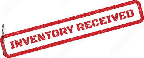 Grungy red rubber stamp featuring bold text Inventory Received for supply chain documentation and product tracking