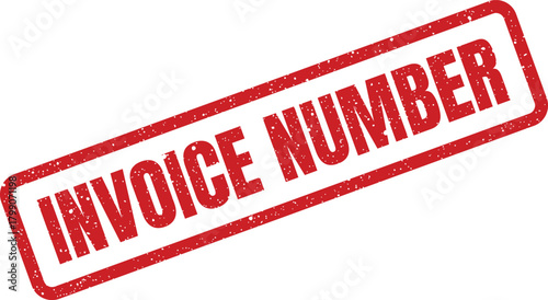 Grungy red rubber stamp with an invoice number text for easy identification on business transaction documents