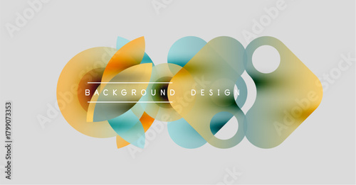 Abstract colorful shapes overlap. Modern design elements create dynamic visual texture. Light hues dominate composition.