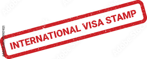 Official red grunge rubber stamp effect indicating international visa stamp for border control and travel documents