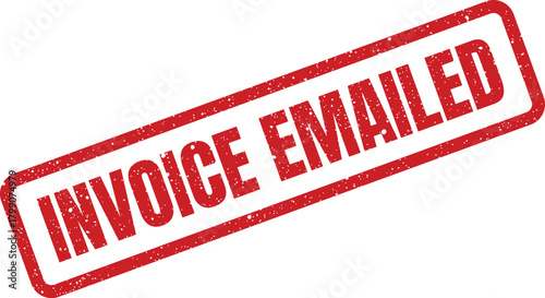 Red grunge rubber stamp showing the text Invoice Emailed indicating a completed business transaction