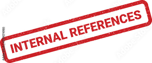 Red grunge rubber stamp with INTERNAL REFERENCES text for crosslinking company documentation