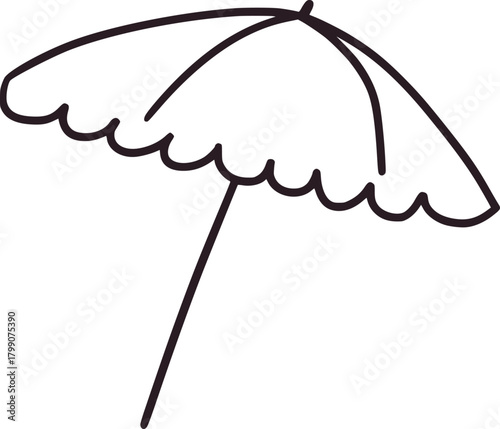 Black white scalloped umbrella drawing vector