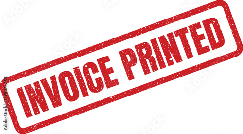 Red rectangular rubber stamp impression displaying the Invoice Printed text with textured effect