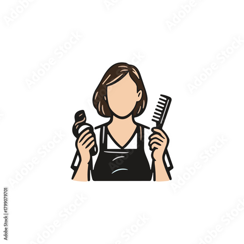 Hairdresser, parlor worker, Beautician icon logo flat vector design